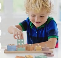 Image 4 of Colorful Wooden Sorting & Stacking Puzzle - Educational Toy for Youngsters, Enhances Color Recogniti