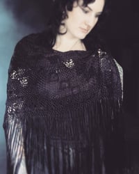 Image 2 of Black woven fringe shawl 