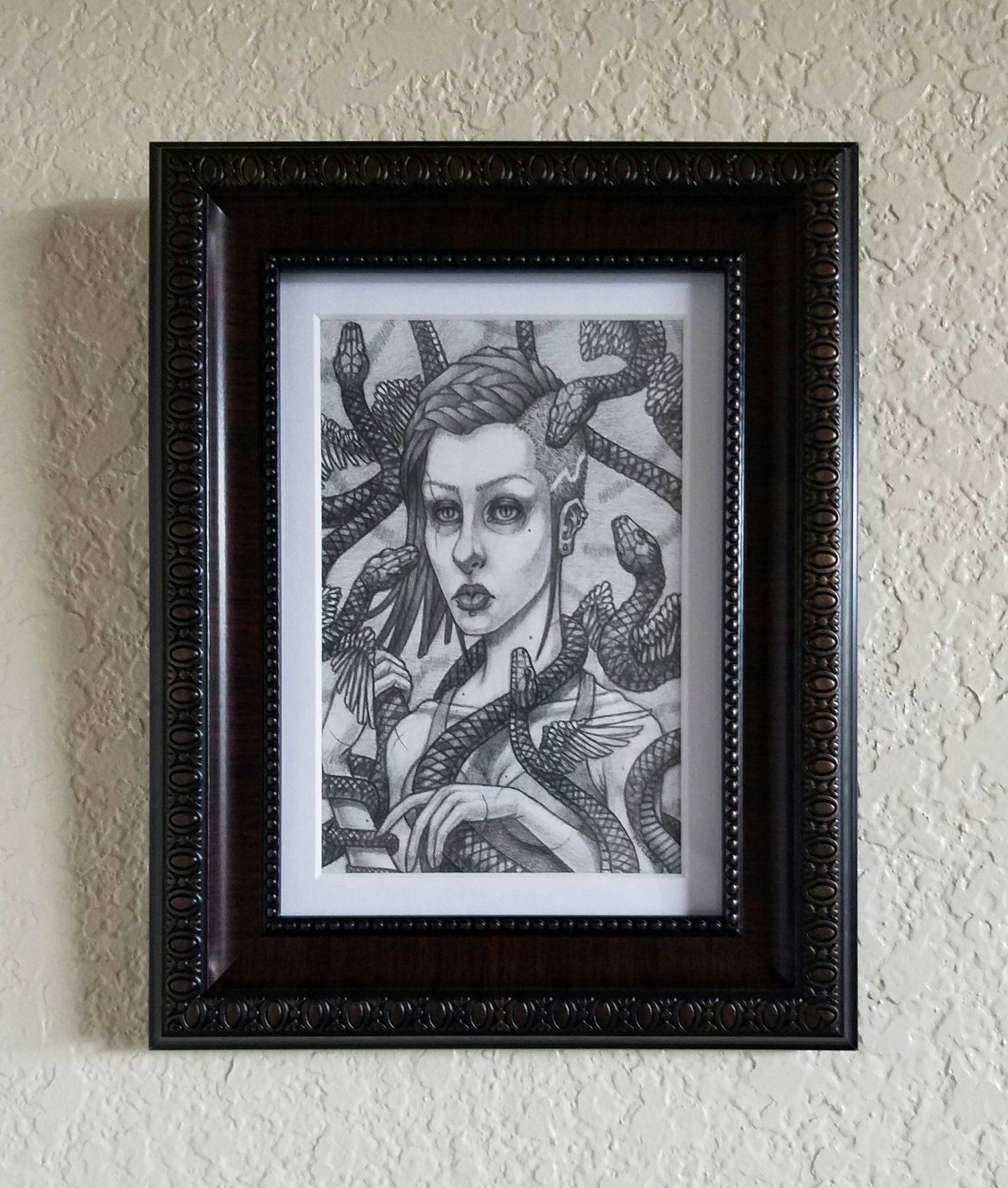 Image of Amphiptere Charmer - Framed Original Graphite