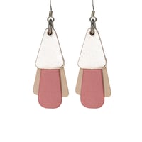 Australian leather earrings - 'Jazz'. Rose gold, warm pink, beige [JRP-936]