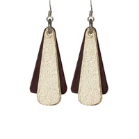 Australian leather earrings - 'Belle'. Gold, dark maroon [BGM-807]
