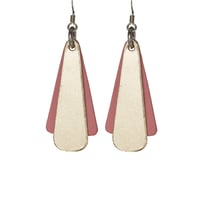 Australian leather earrings - 'Belle'. Gold, warm pink [BGP-816]