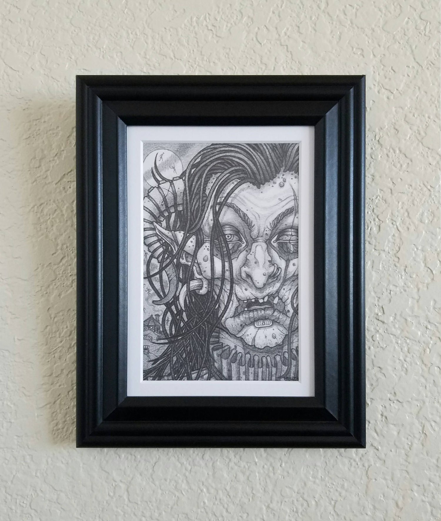 Image of Flight of the Crones - Framed Original Graphite