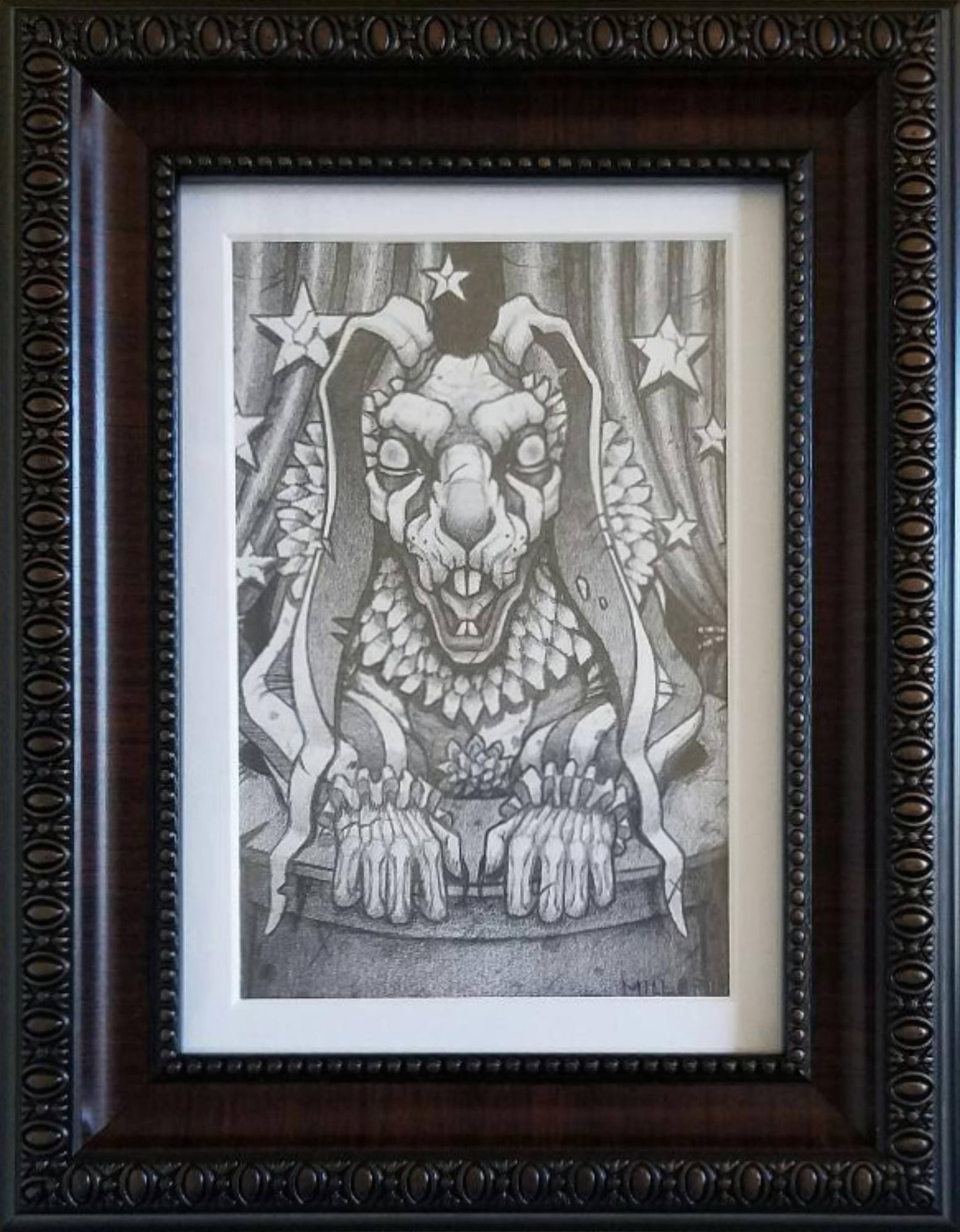 Image of Hat Trick - Framed Original Graphite