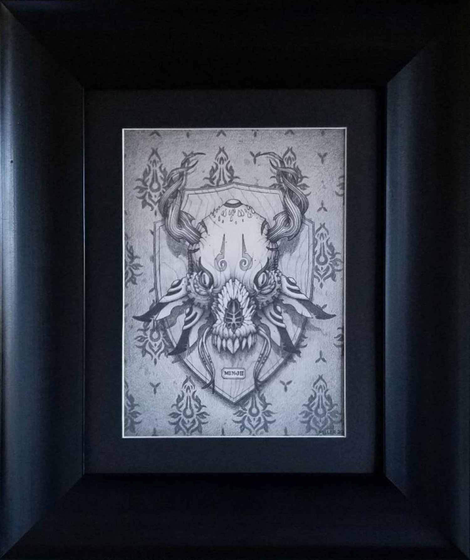 Image of Head of Minji - Framed Original Graphite