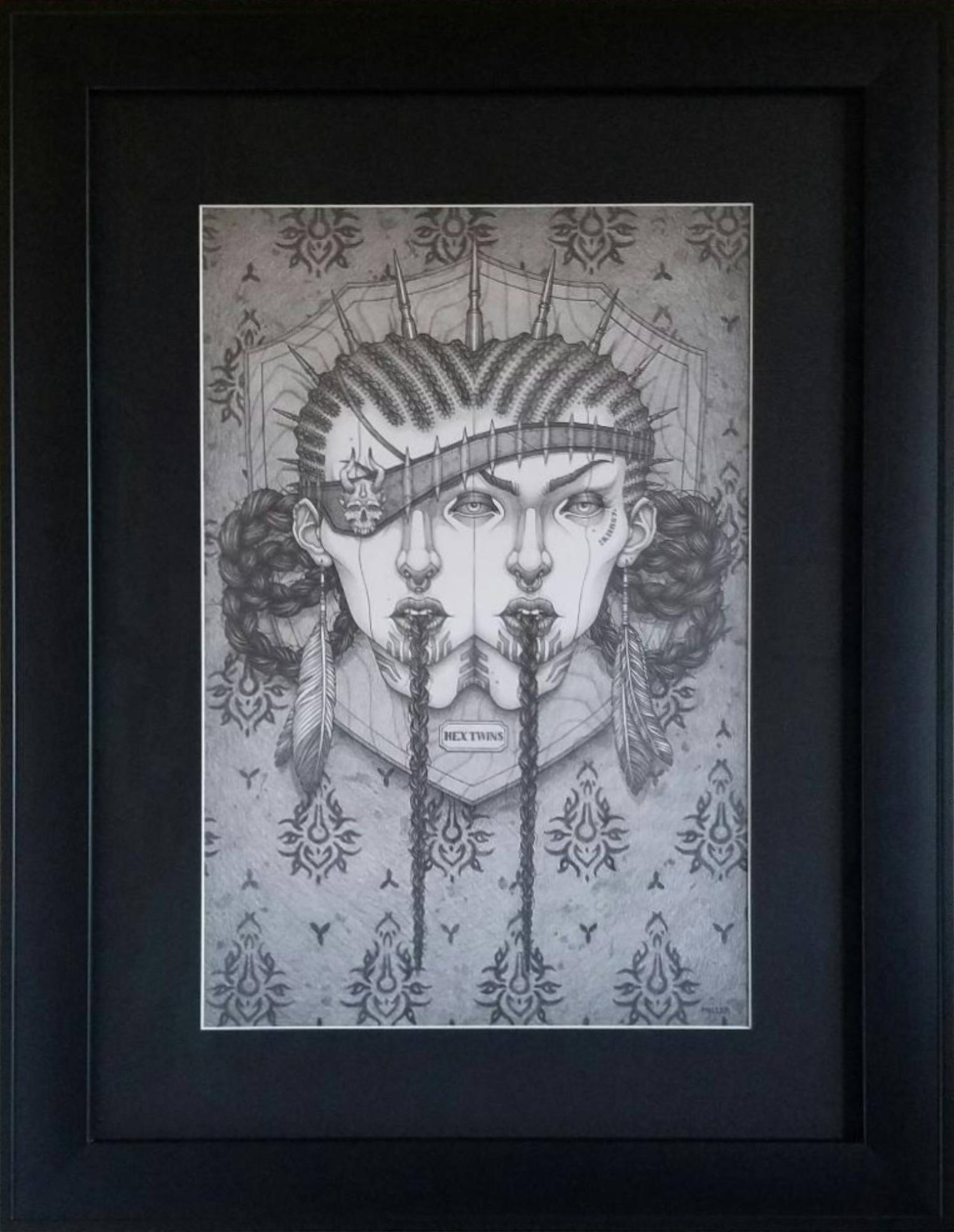 Image of Hex Twins - Framed Original Graphite