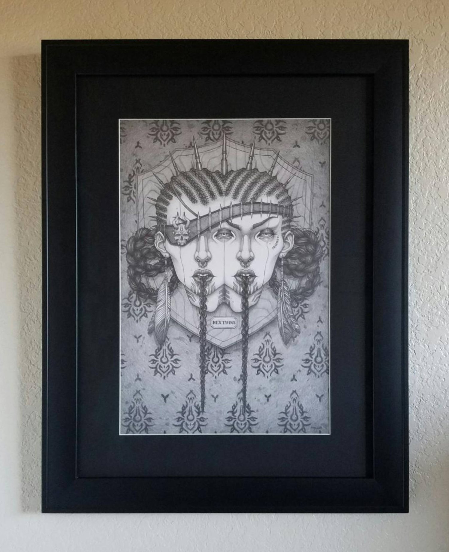 Image of Hex Twins - Framed Original Graphite