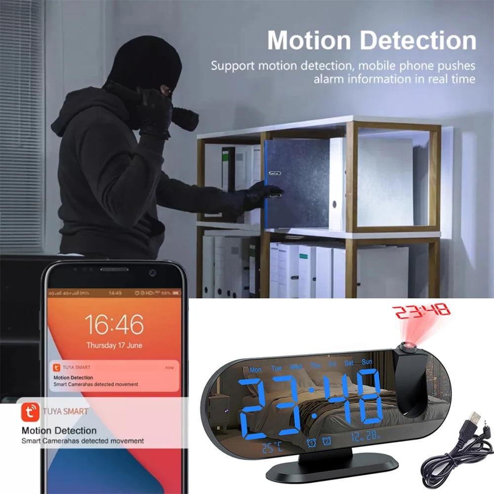 MSL 1080P High-Definition WiFi Mini Camera Secret Clock with Alarm and Motion Detection