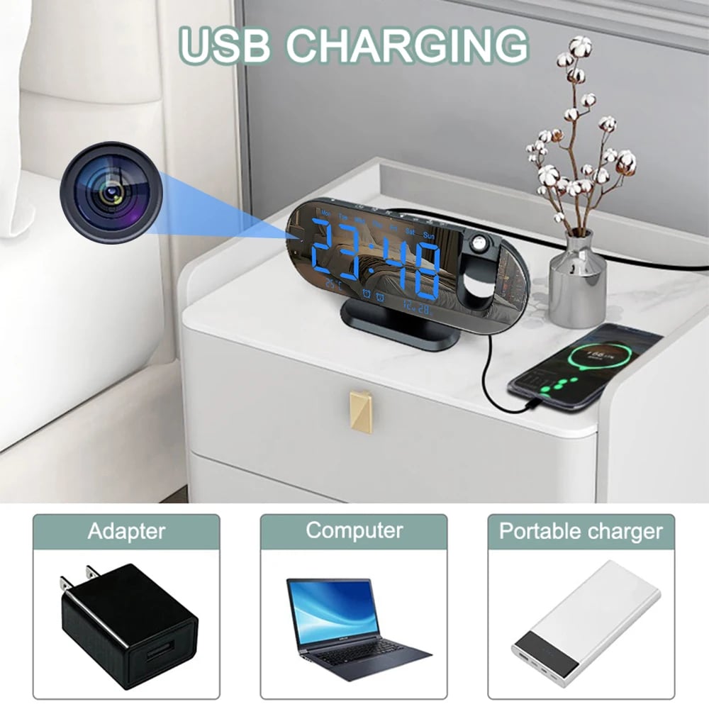 MSL 1080P High-Definition WiFi Mini Camera Secret Clock with Alarm and Motion Detection