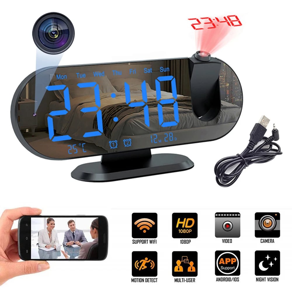 MSL 1080P High-Definition WiFi Mini Camera Secret Clock with Alarm and Motion Detection
