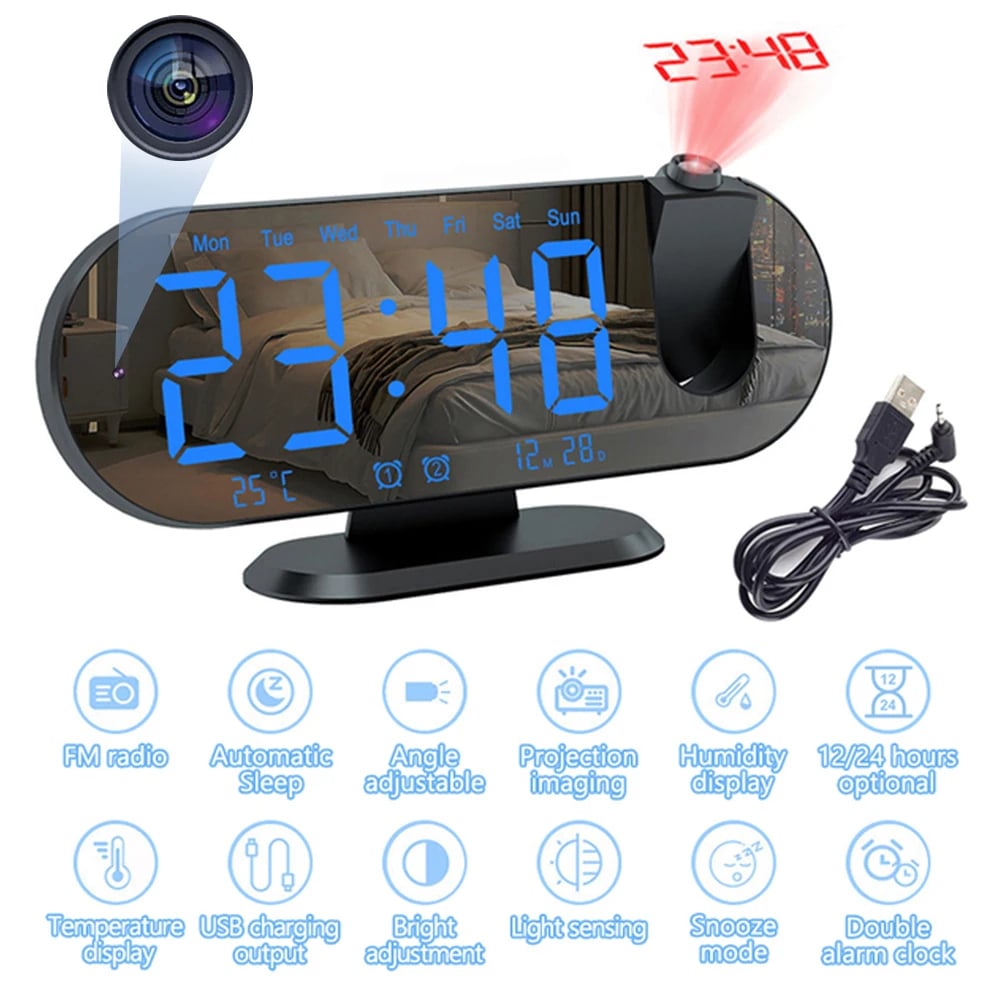 MSL 1080P High-Definition WiFi Mini Camera Secret Clock with Alarm and Motion Detection