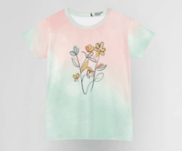 Image 1 of  Hand-Drawn Bohemian Gold Flowers T-Shirt – Trendy Short Sleeve Boho Chic Tee