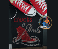 Image 1 of I Want a Custom - Chucks and Pearls Rhinestone T-Shirt