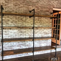 Image 1 of Industrial Wall Shelving Unit. Book Shelf. Shelving Unit. Rustic Wood Shelf. Pantry Shelving. 