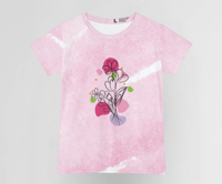 Image 1 of Hand-Drawn Bohemian Pink Flowers T-Shirt – Trendy Short Sleeve Boho Chic Tee