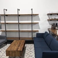 Image 15 of Industrial Wall Shelving Unit. Book Shelf. Shelving Unit. Rustic Wood Shelf. Pantry Shelving. 