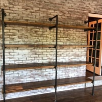 Image 17 of Industrial Wall Shelving Unit. Book Shelf. Shelving Unit. Rustic Wood Shelf. Pantry Shelving. 