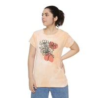 Image 2 of Hand-Drawn Bohemian Orange Flowers T-Shirt – Trendy Short Sleeve Boho Chic Tee