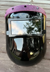 Image 3 of Purple Floral Welding Hood