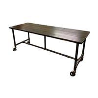 Image 1 of Caster Wheels Counter Height Rolling Vintage Bar Table. Rustic Bar Table Restaruant Bar Table Mobile