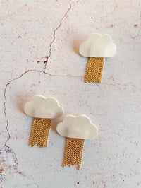 Image 1 of L'ondée, broche ou boucles d'oreilles en cuir