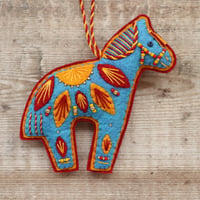 Image 1 of Blue Horse Christmas Decoration