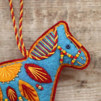 Image 2 of Blue Horse Christmas Decoration