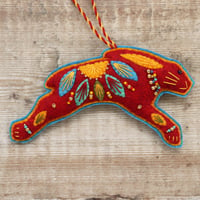 Image 1 of Red Leaping Hare Decoration