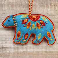 Image 1 of Blue Bear Felt Decoration