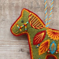 Image 2 of Green Horse Christmas Decoration