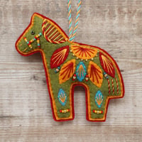 Image 1 of Green Horse Christmas Decoration