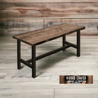 Image 1 of RUSTIC BAR TABLE. Rustic Bar Table. Solid Wood and Steel Bar Table. Pub Table. Counter Table. Modern