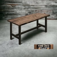 Image 5 of RUSTIC BAR TABLE. Rustic Bar Table. Solid Wood and Steel Bar Table. Pub Table. Counter Table. Modern