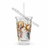 Image 3 of Sun & Moon Serval Caracal Insulated plastic tumbler 16 oz