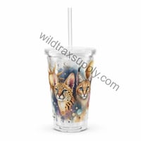 Image 1 of Sun & Moon Serval Caracal Insulated plastic tumbler 16 oz