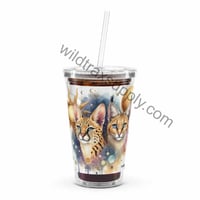 Image 2 of Sun & Moon Serval Caracal Insulated plastic tumbler 16 oz