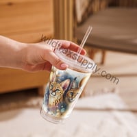 Image 5 of Sun & Moon Serval Caracal Insulated plastic tumbler 16 oz