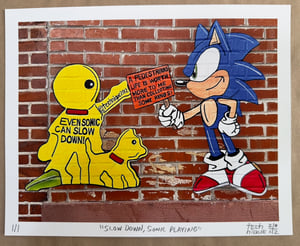 “Slow down, sonic playing” print