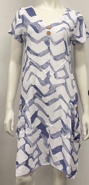 Image of Kylie Linen/Cotton Dress - Blue Wave