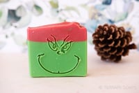 Image 2 of A Mean One Grinch Vegan Soap Bar  | Scent: Apple + Cranberry + Cinnamon + Spice