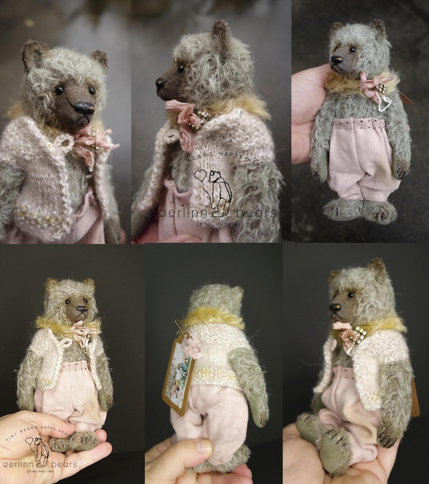 Image of Gorgeous in Grey, Mohair Artist Teddy Bear One Of A Kind Art Doll from Aerlinn Bears