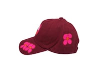 Image 3 of Burgundy & Pink Flower Dad Hat