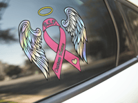 Image 1 of 🎗️ Breast Cancer Ribbon w/Angel Wings 🎗️