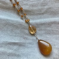 Image 2 of Chalcedony Hessonite Garnet Sterling Silver Necklace