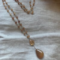 Image 1 of Chalcedony Hessonite Garnet Sterling Silver Necklace