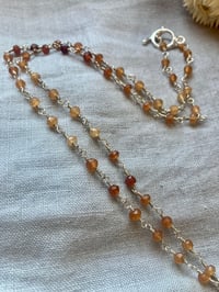 Image 3 of Chalcedony Hessonite Garnet Sterling Silver Necklace