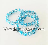 Sky Blue & Rhinestone Evil Eye Bracelet