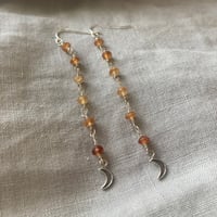 Image 1 of Hessonite Garnet Sterling Silver Moon Earrings