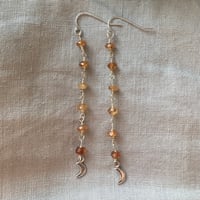 Image 3 of Hessonite Garnet Sterling Silver Moon Earrings