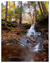 PRINT: FALL FOLIAGE AND WATERFALL IN VERMONT